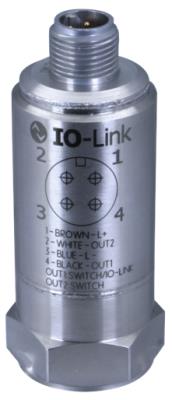 vibration transmitter with an io-link communication protocol and digital processing along with an top exit m12 connector, temperature out measured at board level