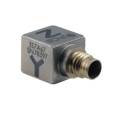 triaxial charge accelerometer, 0.40 x 0.45 inch, 3.0 pc/g, m3 thread, 4-pin conn